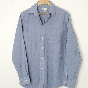 Haggar Clothing Mens Blue Patterned Regular Fit Long Sleeve Button Up Shirts